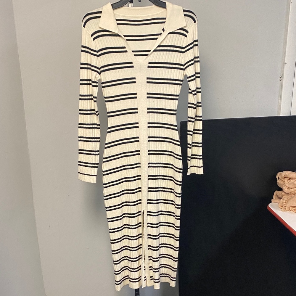Striped Knit Midi Dress